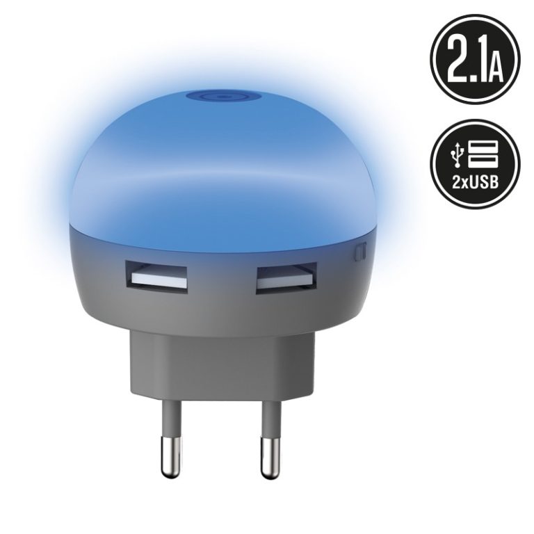 Transformador Muvit Life USB 2.1A Diode azul