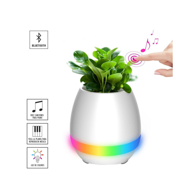 Maceta jardín con altavoz inálambrico y LED multicolor Muvit iO