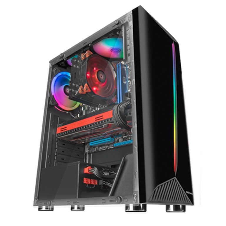 Caja de Ordenador Mars Gaming MCX RGB Cristal Templado / Negro ATX