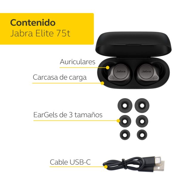 Auriculares Jabra Elite 75t True Wireless con Alexa integrada en Titanio y negro - Imagen 6