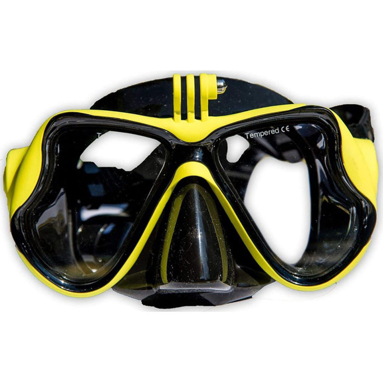 Máscara de Buceo Amarillo Activeon ACM10DG, compatible con cámaras deportivas.