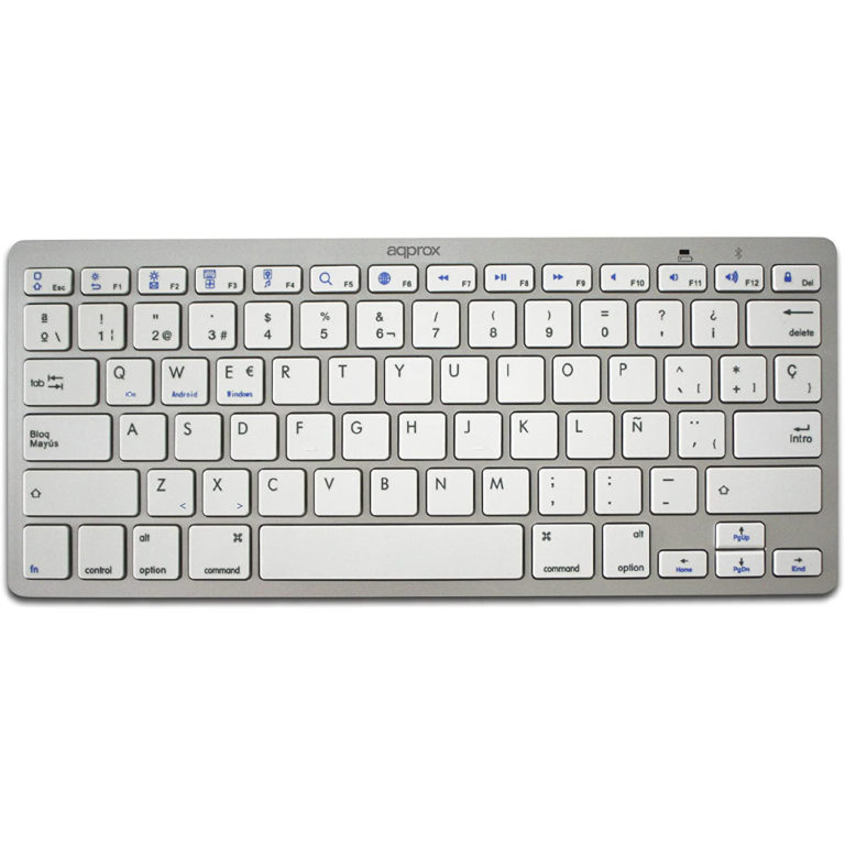Teclado Universal Approx APPKBBT02S Bluetooth 3.0 Color Plateado y Blanco