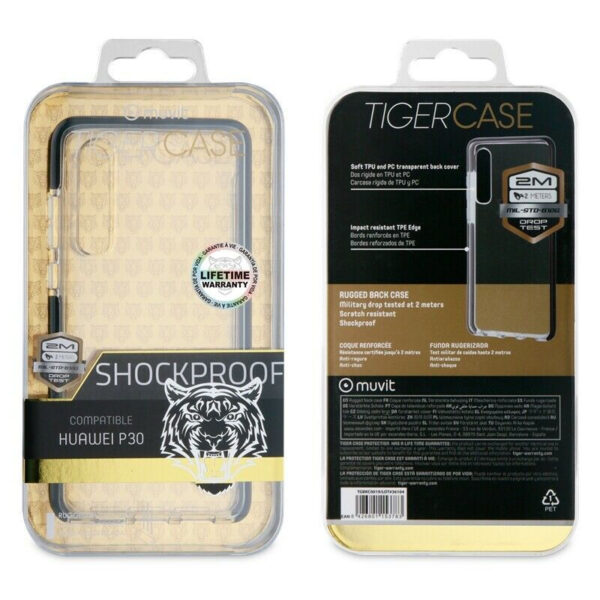 Funda Muvit Tiger Shockproof 2m Bordes Negros para Huawei P30 (NUEVO). - Imagen 3