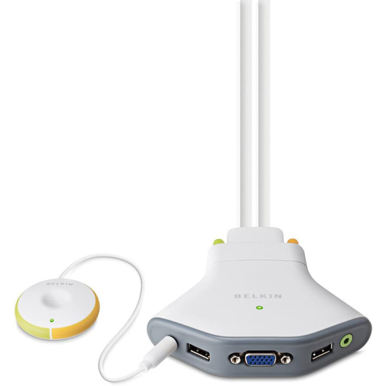 Switch KVM Flip de 2 puertos Belkin F1DG102U (VGA, USB, Audio, Control Remoto)