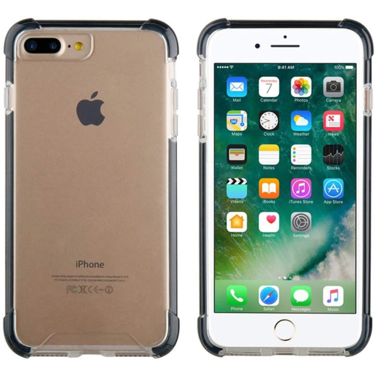 Funda Muvit Tiger Shockproof 3m transparente bordes Negros para iPhone 8/7+