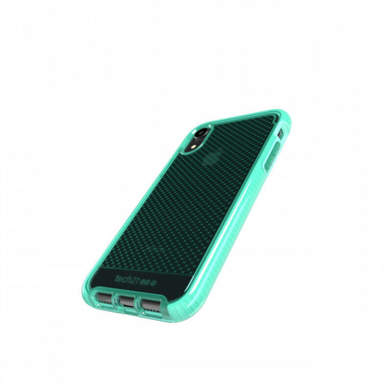 Funda de Silicona Tech21 Evo Check neon aqua para Apple iPhone XR (NUEVA)