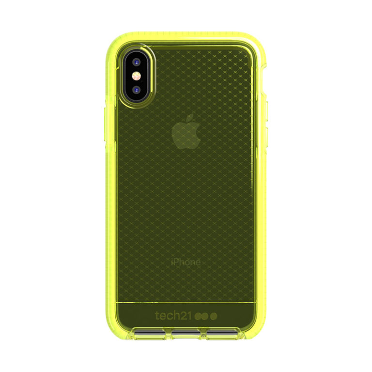 Funda de Silicona Tech21 Evo Check amarilla para Apple iPhone X / Xs