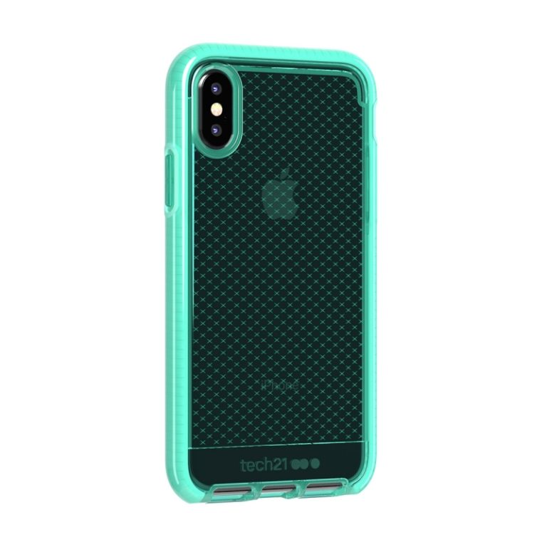 Funda de Silicona Tech21 Evo Check verde transparente para Apple iPhone X / Xs