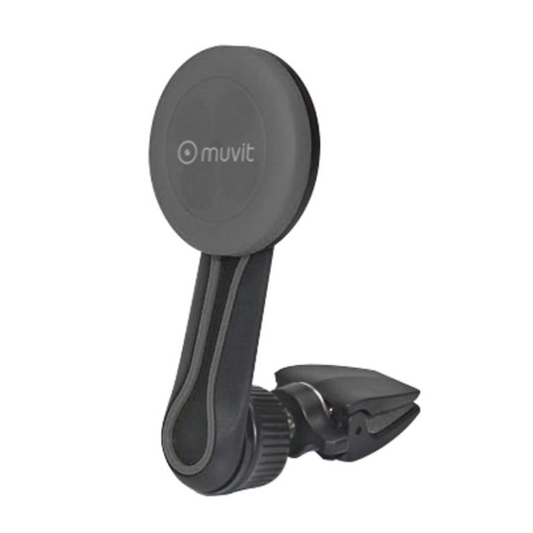 Soporte coche universal Muvit salida de aire magnético rotativo 360 negro.