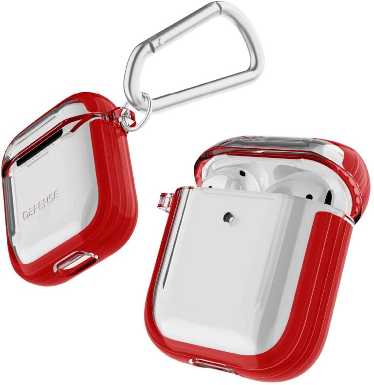 Estuche X-Doria Serie Defense Clear para Apple AirPods 1 y 2 color rojo