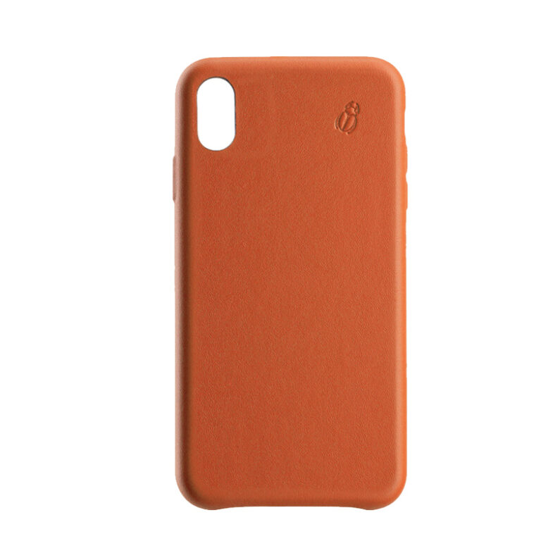 Funda BeetleCase de piel naranja para iPhone X/Xs.