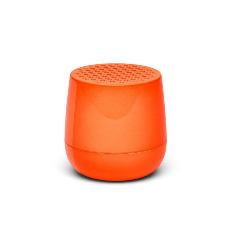Altavoz Bluetooth Lexon mino color naranja fluorescente.