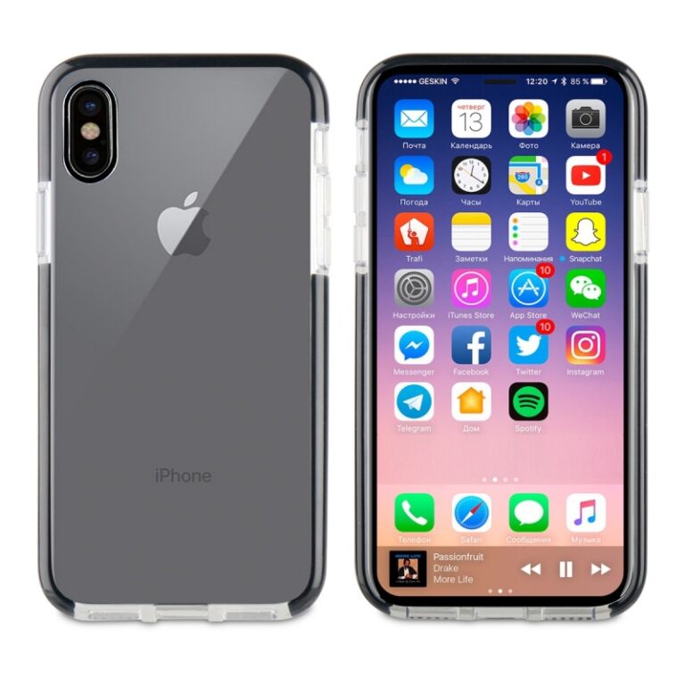 Funda Muvit Tiger Soft Apple iPhone Xs/X shockproof 2m transparente+borde negro