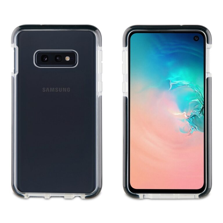 Funda Muvit Tiger Soft Samsung Galaxy S10e shockproof transparente+borde negro.