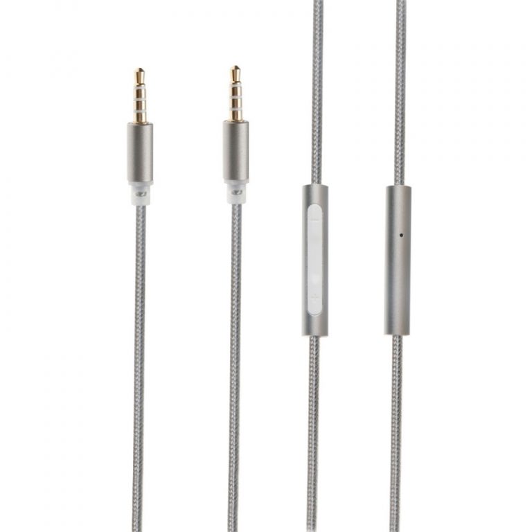Cable Audio Muvit con micrófono 3.5mm/3.5mm 1,5m gris