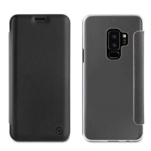 Funda Muvit Folio Samsung Galaxy S9 Plus parte trasera transparente negra.