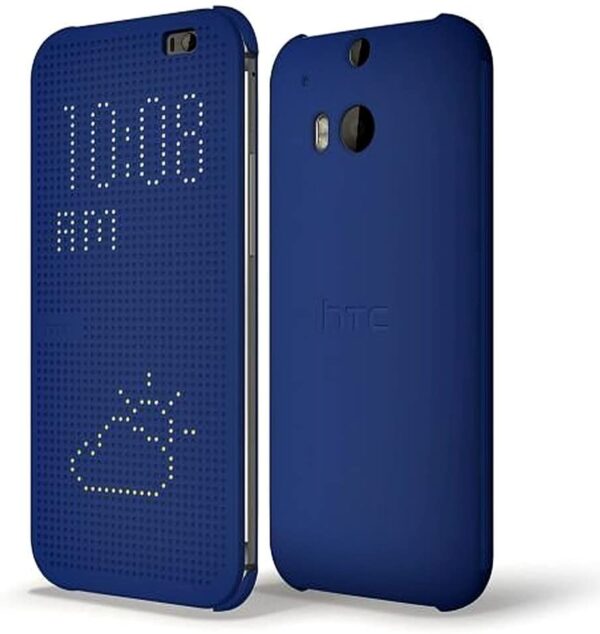 Funda con tapa para HTC One (M8) Lunares Vista Azul.