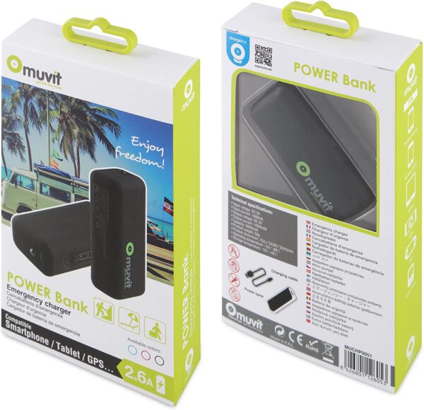 Power Bank Muvit 2600 mAh Negro MUCHP0051 - Imagen 2