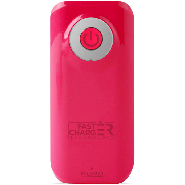 Power Bank Puro 4000 mAh 2 puertos 2.4A cable USB-Micro USB fast charge rosa