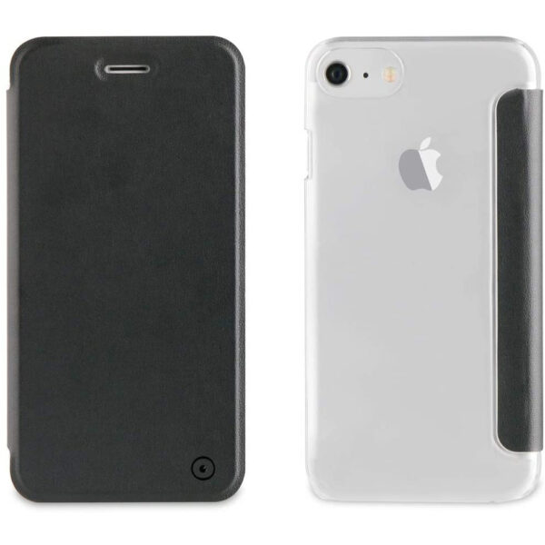 Funda Folio Muvit parte trasera transparente para Apple iPhone 8/7/6S/6 negro (NUEVO)