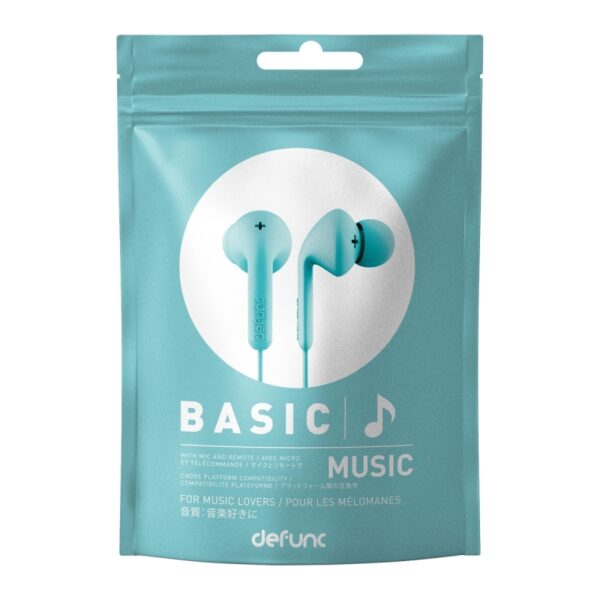 Auriculares DeFunc Basic Music con cable jack 3,5mm color cyan. - Imagen 4