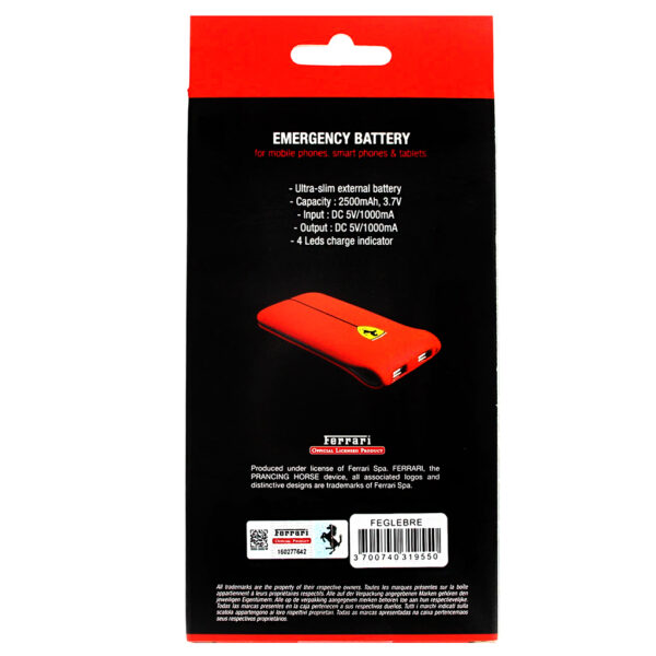 Power Bank Ferrari 2xUSB 2500mAh - Imagen 4