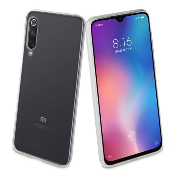 Pack Muvit Xiaomi Mi 9 SE funda Cristal Soft transparente + protector vidrio templado plano marco negro - Imagen 3