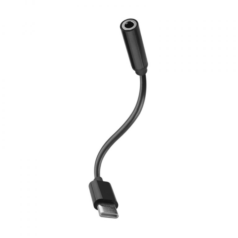 Adaptador Muvit Tipo C a Jack 3.5 negro.