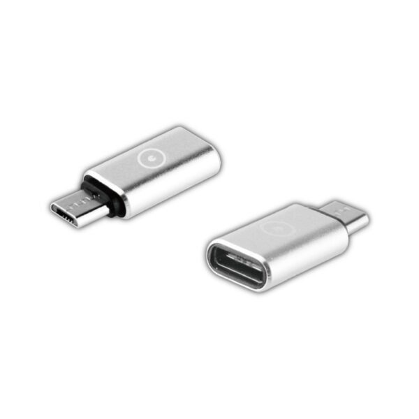 Adaptador USB Muvit Tipo C a Micro USB Plata