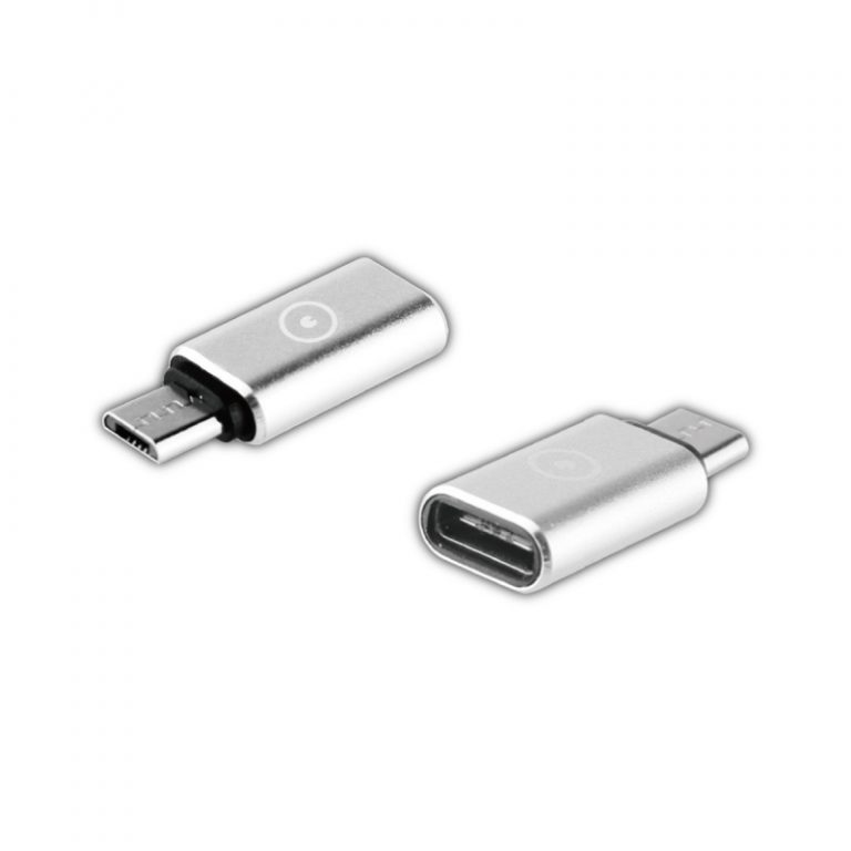 Adaptador USB Muvit Tipo C a Micro USB Plata