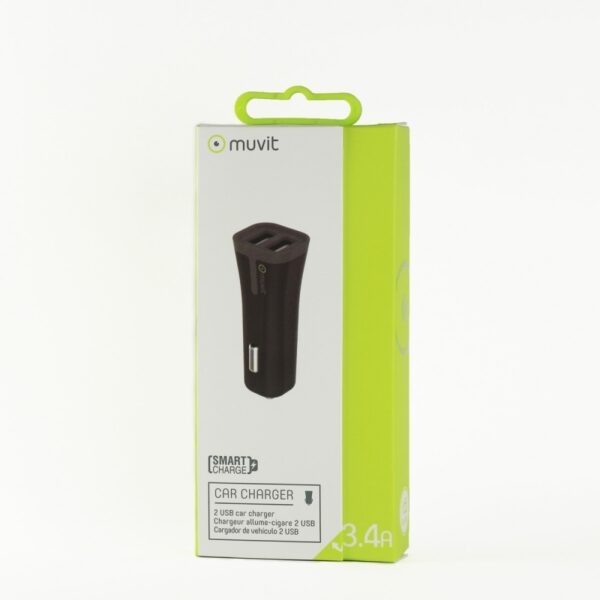 Muvit Cargador coche 2 USB 3.4A negro. - Imagen 3