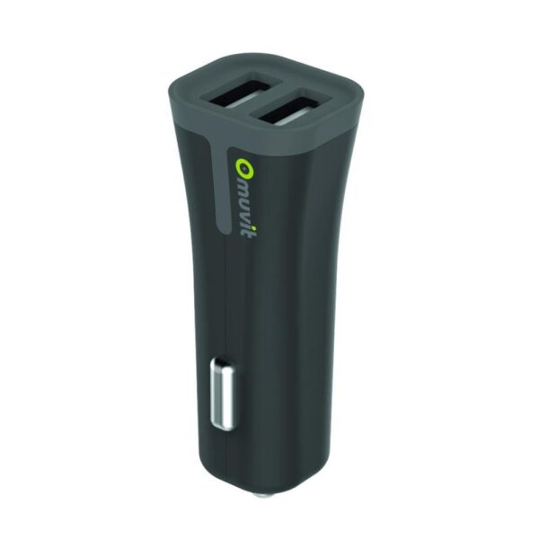 Muvit Cargador coche 2 USB 3.4A negro.