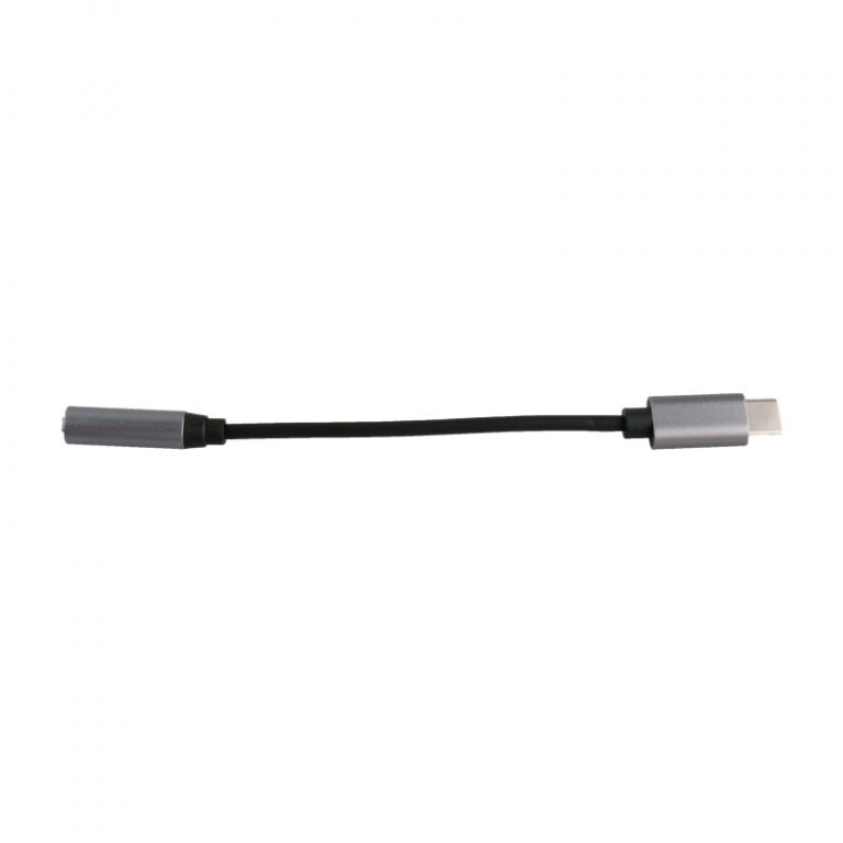 Adaptador Muvit Connect Tipo C 3.0 a Jack 3.5 hembra negro y plata