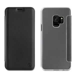 Funda Muvit Folio Samsung Galaxy S9 parte trasera transparente negra