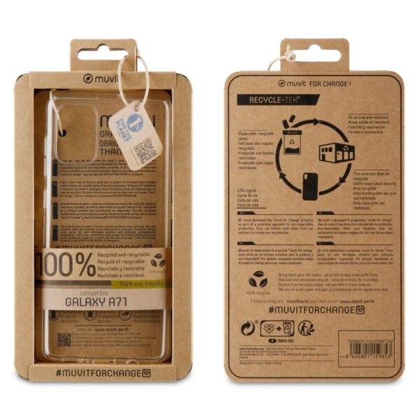 Carcasa Muvit for change para Samsung Galaxy A71 recycletek transparente. - Imagen 3