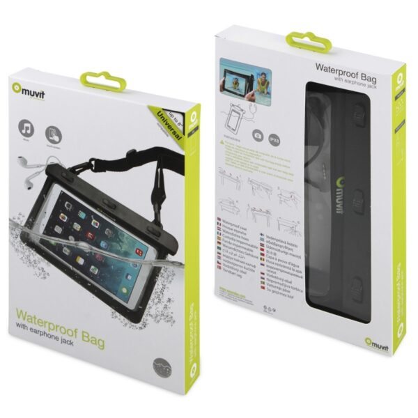 Funda acuática Muvit universal IPx8 conector 3,5 hasta 8'' negra - Imagen 2