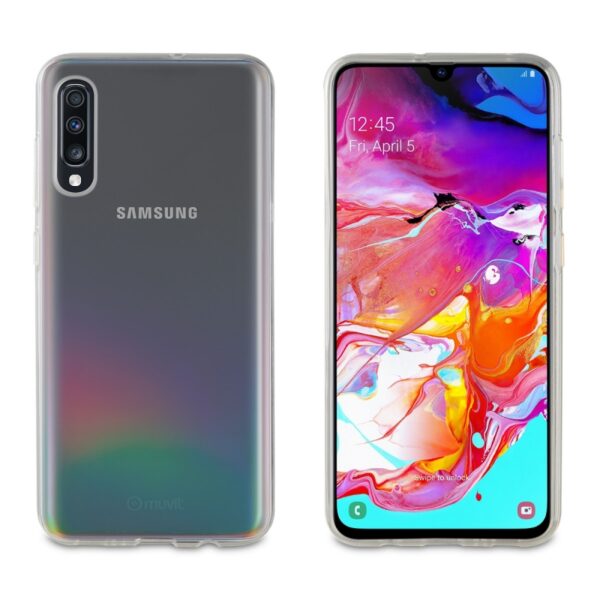Pack Muvit Samsung Galaxy A70 Cristal Soft transparente+protector vidrio (NUEVO) - Imagen 2