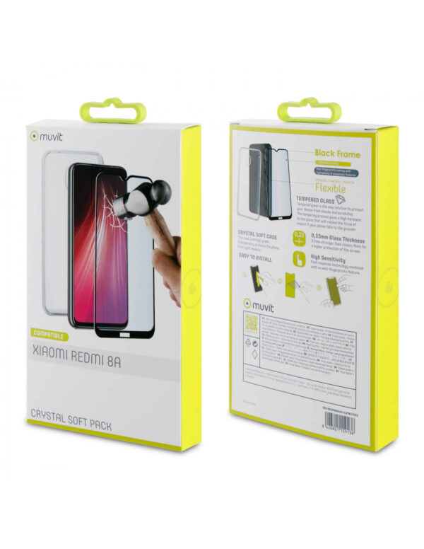 Pack Muvit para Xiaomi Redmi 8A funda Cristal Soft transparente + protector. - Imagen 4