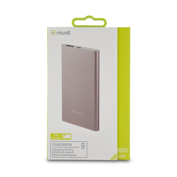 Power Bank Muvit 3000mAh MUCHP0108 USB 2A cable USB-MicroUSB oro-rosa - Imagen 4