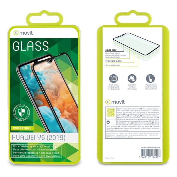 Protector de pantalla Muvit para Huawei Y6 2019 vidrio templado plano - Imagen 2