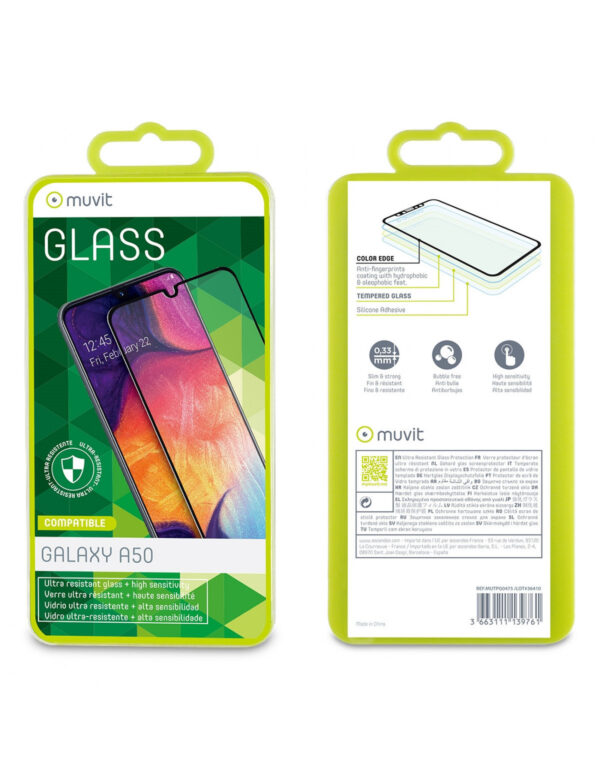 Protector de pantalla Muvit para Samsung Galaxy A50s/A50 vidrio templado plano - Imagen 3