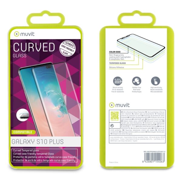 Protector de pantalla Muvit para Samsung Galaxy S10 Plus vidrio templado curvo - Imagen 2