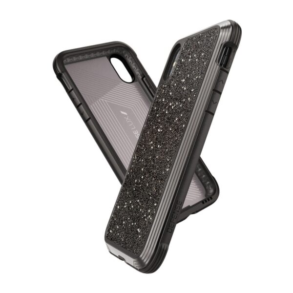 Carcasa X-Doria Defense Lux Glitter para Apple iPhone X/Xs negra (NUEVO).