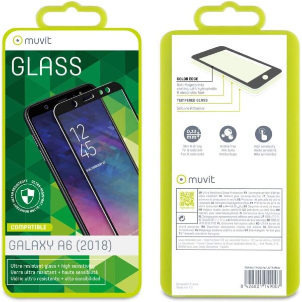 Protector pantalla Muvit para Samsung Galaxy A6 2018 vidrio templado plano - Imagen 2