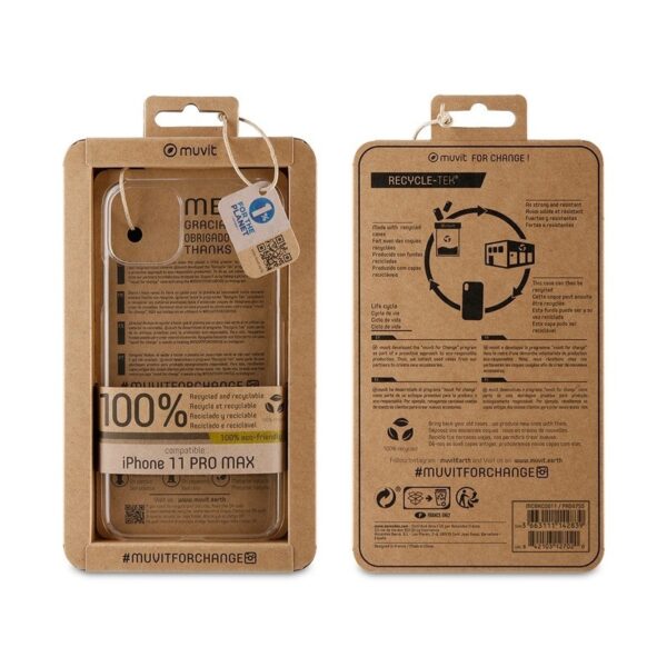 Funda Muvit for Change para Apple iPhone 11 Pro Max recycletek transparente. - Imagen 3