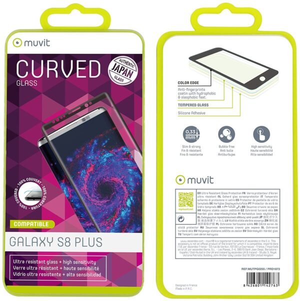 Protector de pantalla Muvit para Samsung Galaxy S8 Plus vidrio templado curvo - Imagen 2