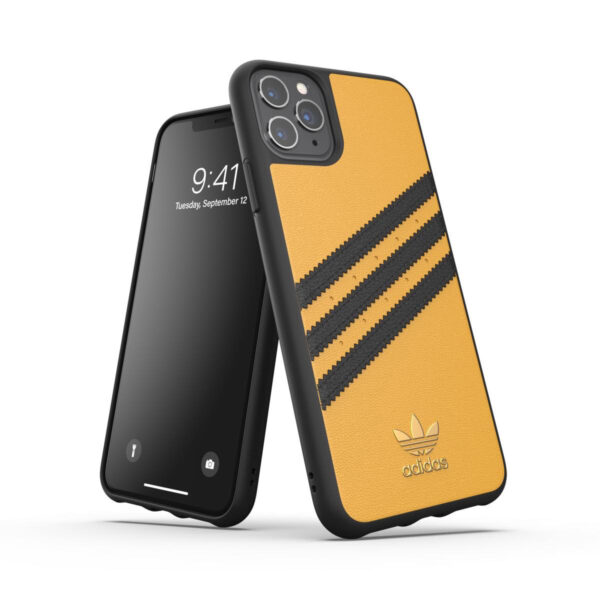 Carcasa Adidas 3 rayas Samba SS20 para Apple iPhone 11 Pro Max Dorado/Negro