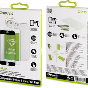 Protector pantalla Muvit para Apple iPhone 6 Plus/6S Plus vidrio templado curvo