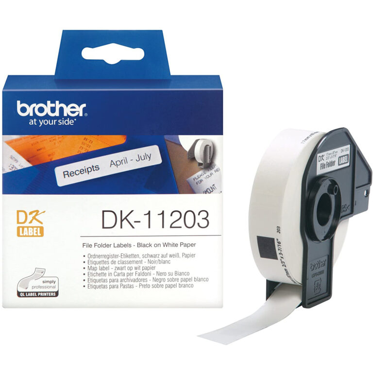 Etiquetas para carpetas de archivo Brother DK-11203 color negro y blanco 17x87mm