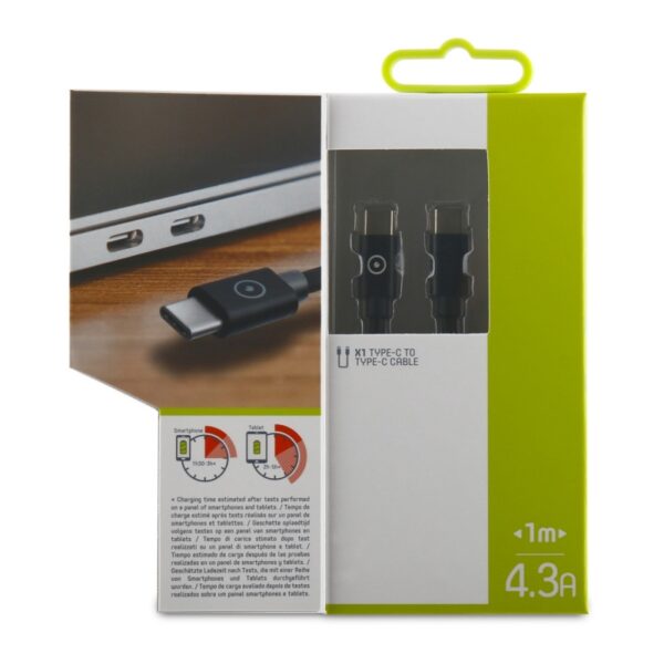 Cable Muvit Tipo C 3.0 a Tipo C 3.0 5GBPS 4.3A E-mark 1m negro (NUEVO) - Imagen 4